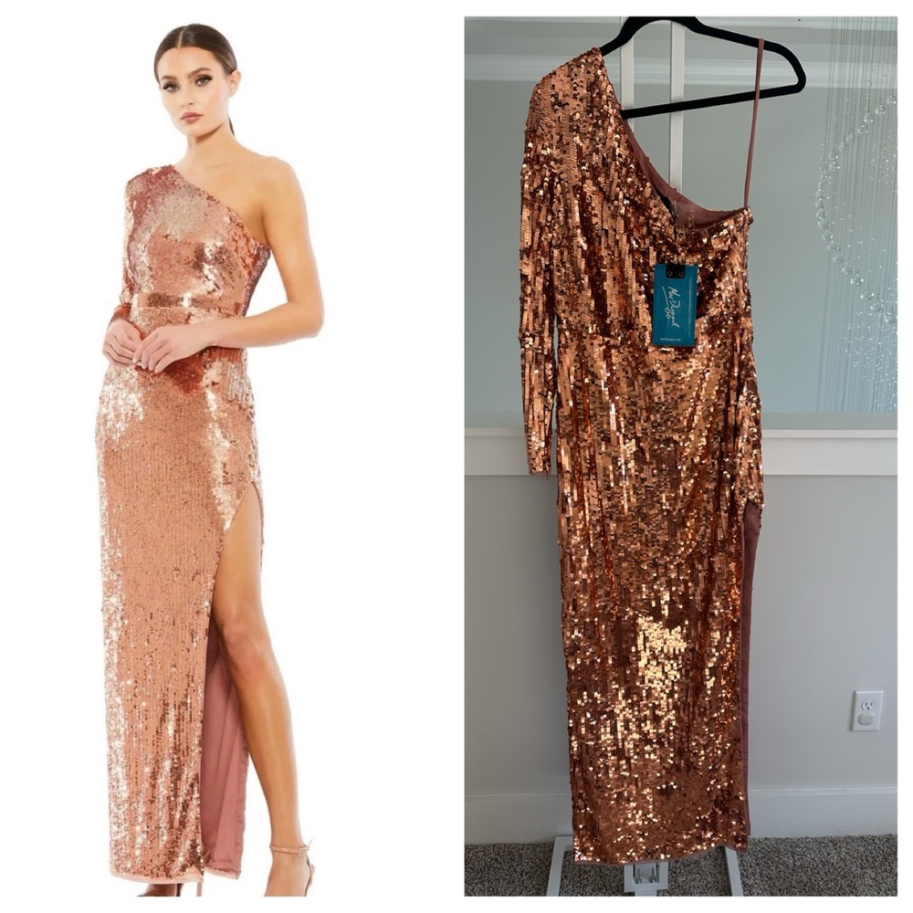 Mac Duggal One-Shoulder Sequin Gown